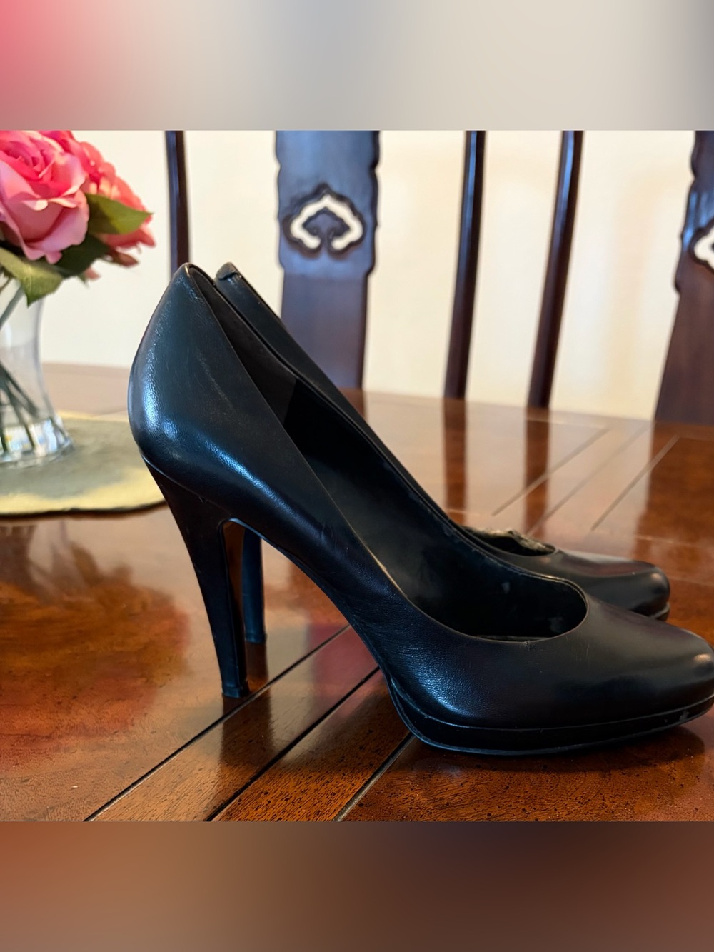 Nine West Classic Black Leather Women's High Heel Pumps